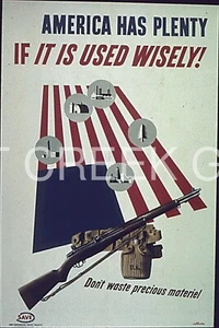 WWII Poster, "AMERICA HAS PLENTY IF IT IS USED WISELY!" Print on 11x14" 22701 - Picture 1 of 1