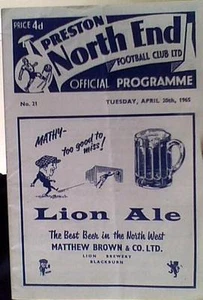 PRESTON NORTH END v HUDDERSFIELD TOWN 64-65 2nd DIVISION MATCH - Picture 1 of 1