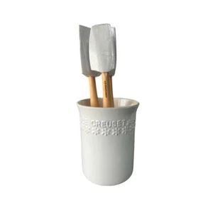 Le Creuset Fleur Utensils Crock with Spatulas & Spoon ( Cotton) - Picture 1 of 4