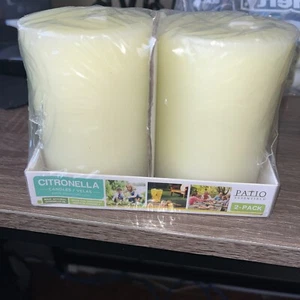 Citronella patio essentials/ 2 pack pillar candles/new - Picture 1 of 3