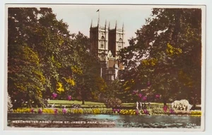 London England Postcard Westminster Abbey from St. James Park Unused - Picture 1 of 2
