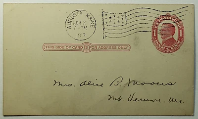1913 SC UX24 Postal Card President McKinley Red 1c Used  Flag Cancel - Image 1 of 2