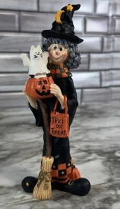Zany Zelda Vintage Años 90 Halloween Bruja Fantasma Gato En Golosina Calabaza Cuenco Cesta - Imagen 1 de 8