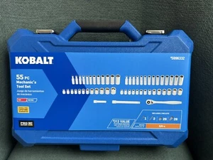 Kobalt 55-Piece Standard (SAE) and Metric Polished Chrome Mechanics Tool Set NEW - Picture 1 of 7