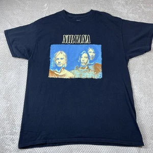 Nirvana Shirt Large Black Rock Acid Wash Kurt Cobain Grohl Goth Grunge - Picture 1 of 11