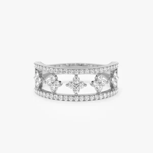 Fede Nuziale Eternità Diamante Taglio Tondo Naturale 0,50 Ct Oro Bianco 14k - Foto 1 di 5