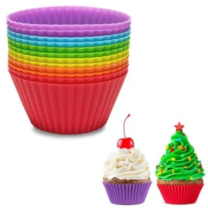 Silicone Baking Cups Round 12 Pack 2.75 Inches Cups Reusable Muffin Liners Bpa F - Picture 1 of 5