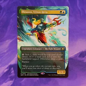 BORDERLESS Thrasios, Triton Hero 0016 SPG Special Guests Merfolk MTG Magic Card - Picture 1 of 2