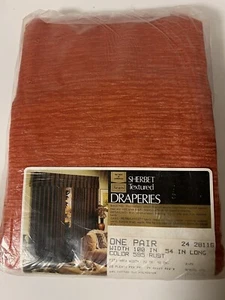 Vintage MCM Sears Pleated Curtains Drapes 1 Pair 2 Panels 100" wide x 54" Long - Picture 1 of 7