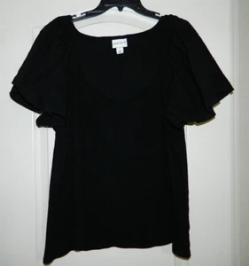 Women's Ava & Viv Black Top w/Flutter Sleeve Size 1X - Picture 1 of 2