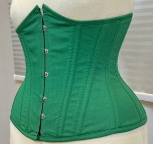 ALGODÓN Verde Bajo Busto Corsé Calidad Superior Acero Deshuesado Cintura Entrenamiento - Imagen 1 de 8