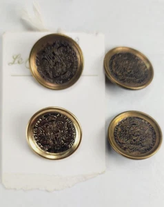 Vintage Le Chic Knöpfe Wappen Gold Metall Schaft 7/8" #318 4er Set Japan - Bild 1 von 6