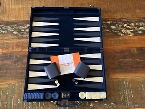 Juego de Backgammon Vintage Cambor con astillas remolino de mármol azul y blanco terciopelo - Imagen 1 de 13