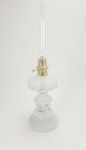 Antique German Handpainted Glass Oil Lamp Burner Flower Decoration Uberland Meer - Picture 1 of 6