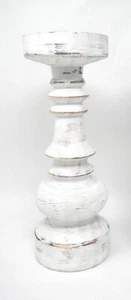 allen + roth White Distressed Wood Pillar Candle Holder 12" Tall - Picture 1 of 3