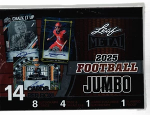 2025 LEAF METAL FOOTBALL HOBBY JUMBO BOX 8 AUTO BOX PLUS 1 SLABBED PROOF CARD - Picture 1 of 2