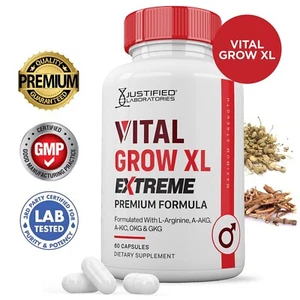 Vital Grow XL Extreme 1600MG For Men Premium Formula Supplement Vitamin Pills - Picture 1 of 6