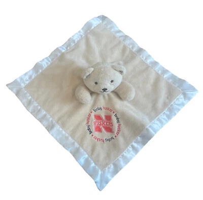 Manta Nebraska Huskers Baby Fanatics Lovey Bear Bronceado Blanco Rojo Satinado Seguridad Foto 1 de 4