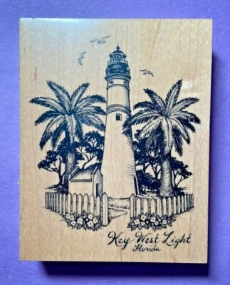 Sello de goma PSX K2854 Key West Light Florida faro palmera flores de colección Foto 1 de 4