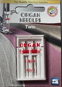 Organ Twin Needle for Topstitching, Stretch, Zig-Zag  2 Needles Size 3mm #12 - Picture 1 of 1