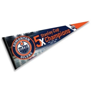 Edmonton Oilers 5 Time Stanley Cup Champions Pennant Flag - Picture 1 of 4