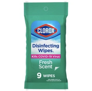 2x CLOROX Cleaning Wipe TO GO PACK Travel Pack Fresh Scent 9 count - Picture 1 of 2
