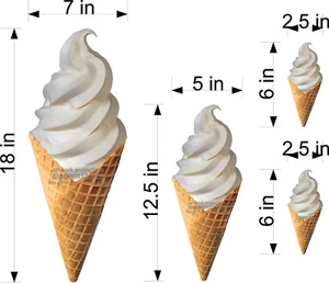 SET BESTEHEND AUS 4 WAFFELTÜTEN SOFT SERVIEREN EISCREME AUFKLEBER NEUE GRAFIKEN VERSCHIEDENE GRÖSSEN - Bild 1 von 1