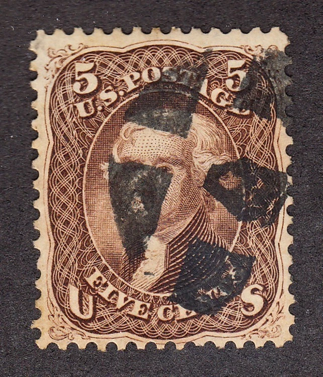 US 76 5c Washington Used VF-XF w/ Fancy Cancel SCV $120 - Image 1 of 1