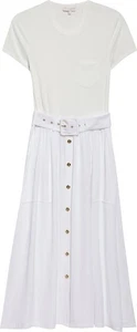 Ramy Brook Sylvie Cotton-Blend Midi Dress Ivory Size S with Belt Pockets - Picture 1 of 8