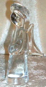 Scultura statuina angelo araldo aureola cristallo piombo chiaro elegante vintage - Foto 1 di 14