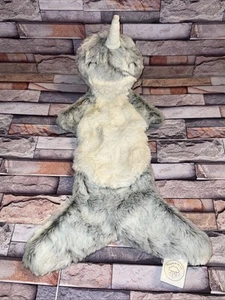 Slumberkins Silver Narwhal Snuggler Plush Baby Lovey Flat - Picture 1 of 11