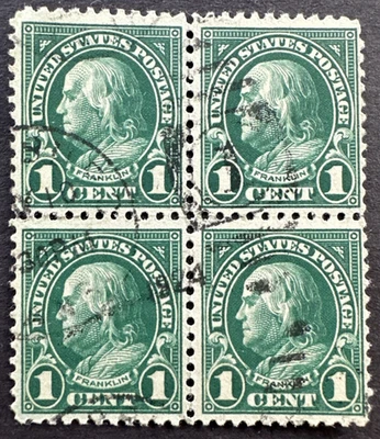US 1923 Sc# 552 Used Block of 4 Franklin CDS - Image 1 of 2