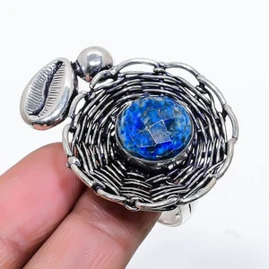 Lapislázuli Gema Hecho a Mano 925 Plata de Ley Joyería Anillo Tamaño 10 - Imagen 1 de 5