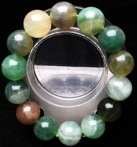 16 mm Natürlich Grün Klar Fluorit Quarz Rund Edelstein Perlen Armband AAA - Bild 1 von 6