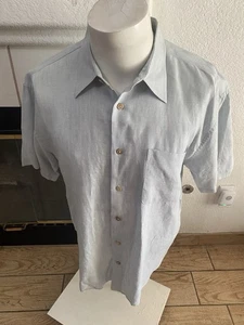 Tom James hellblaues Herren Leinen Kurzarm Hemd Gr. XL - Bild 1 von 13