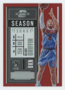 BLAKE GRIFFIN 2020-21 PANINI CONTENDERS OPTIC RED SEASON TICKET #78 BROOKLYN - Picture 1 of 3