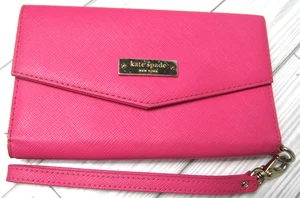 Rosa Kate Spade helle Handgelenk-Geldbörse Druckknopf Ausweisfenster Kartenfächer Tasche A - Bild 1 von 9