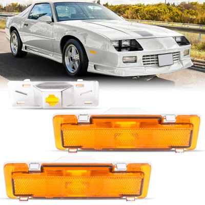 Luces de señalización laterales de lente amarilla 2 piezas para Chevy Camaro y Pontiac Firebird 82-92 Foto 1 de 4