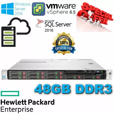 HP ProLiant DL360e Gen8 2x E5-2403 8-Core Xeon 48GB DDR3 2x120GB SSD P822/2GB - Image 1 of 4