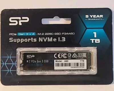 Silicon Power P34A60 M.2 1 TB PCI Express Gen 3 X 4 Mod. A60 MVMe 3d NAND (F) - Image 1 of 3