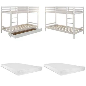 Etagenbett 90x200 Kinder mit Matratze Doppelstockbett Weiß Bett Holz Homestyle4u - Bild 1 von 24