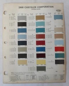 1968 CHRYSLER DODGE PLYMOUTH DUPONT COLOR PAINT CHIP CHART ALL MODELS  MOPAR GTX - Bild 1 von 1