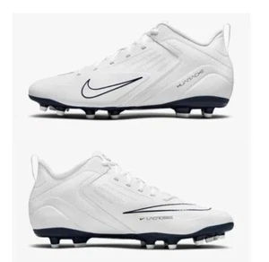 NEW-NIKE ALPHA HUARACHE 8 VARSITY LAX LACROSSE CLEATS WHITE-NAVY CZ6558-101 MEN - Picture 1 of 9