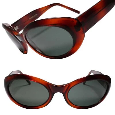 Óculos de sol oval marrom armação grossa ousada retrô vintage atemporal vibração - Imagem 1 de 3