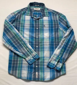 Original Penguin Button Up Shirt Mens Large Blue Plaid - Picture 1 of 8