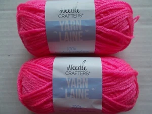 Needle Crafters acrylic yarn, Neon Pink, lot of 2 (115 yds ea) - Picture 1 of 3