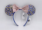 2021 Disneyland Resort Minnie Pink Navy Gold Sequin Rare Peach Ears Headband