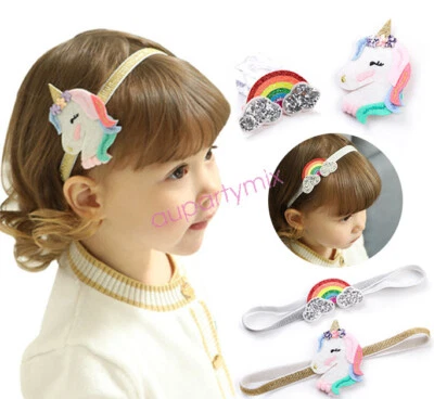 New Unicorn rainbow hair band hair clip cute baby hair pretty girl Kids Headband - image 1 of 4