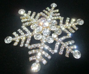 Donatella Crystal Snowflake Pins-Large 3" For Holiday Coats, Hats & Decorating - Picture 1 of 5