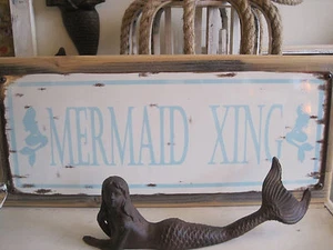 "Mermaid Xing" Sign - Custom Wooden Sign - Beach Decor - Coastal Home Decor - Picture 1 of 5